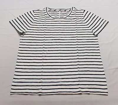 J. Crew Women's Striped Girlfriend Crewneck Tee CA4 Ivory Navy Large NWT • $22.99