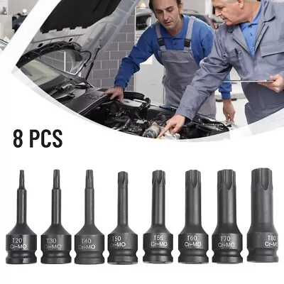 1/2 Inch Drive Impact Torx Star Bit Socket Sets T20 T30 T40  T50 T55 T60 T70 T80 • $45.61