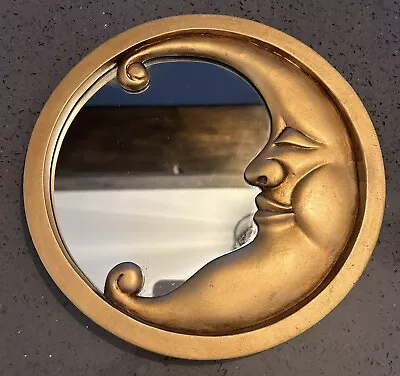 Gold Moon Mirror Wall Hanging Celestial Decor Garden 9.5  **READ** • $15