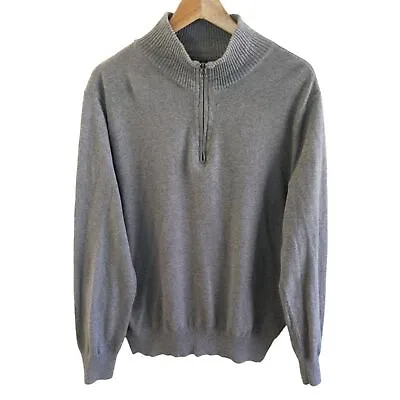 J. Crew Cotton Cashmere Half Zip Sweater Grey Mens Large • $21.97