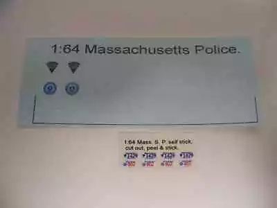 Massachusetts State Police 1/64 Water Slide Decal Set Fits 1:64 Vehicles  • $7.99