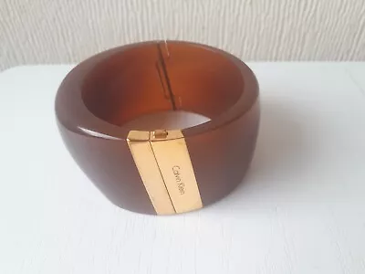 Calvin Klein Bangle   Vision  Quirky Asymetrical Design Brown /gold Size Small • £25