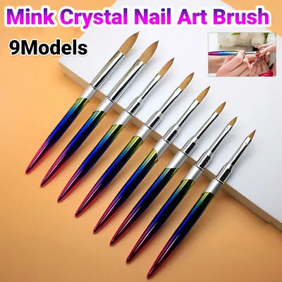 Kolinsky Acrylic Nail Art Brush Manicure Powder Professional Tools Size #2-18 AU • $10.68