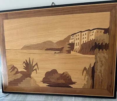 Italian Marquetry Inlaid Wood Picture. Vintage Matte Finish • $19