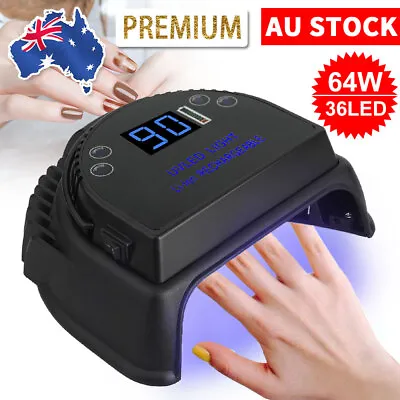 64W Cordless Rechargeable LED UV Nail Lamp Gel Polish Dryer Art Curing Light • $86.95