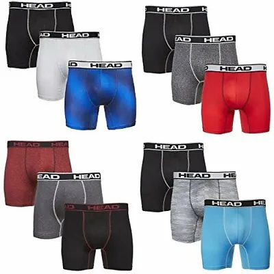 HEAD Mens Boxer Briefs -Performance Or Cotton Stretch 12-Pack Tagless S-5XL • $29.99