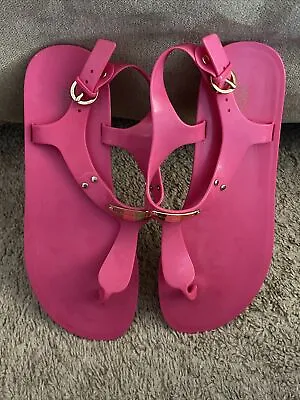 Michael Kors MK Plate Jelly PVC Women's Summer Sandals W/Buckle Hot Pink Size 8 • $19.99
