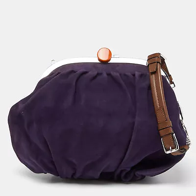 Marni Purple Suede And Leather Frame Shoulder Bag • $112.35
