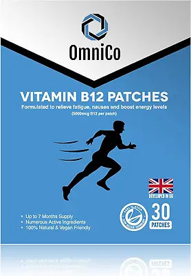 OmniCo Vitamin B12 Patches 5000mcg - Up To 7 Months Supply - 30 Patches - High - • £13.90