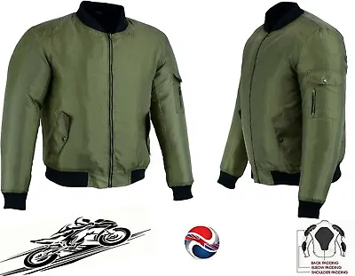 Mens Green Waterproof Ce Breathable Textile Motorbike / Motorcycle Bomber Jacket • $54.29