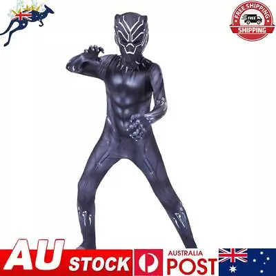 Kids Black Panther Jumpsuit Avengers Lycra Carnival Jumpsuit Fancy Party Costume • $16.99