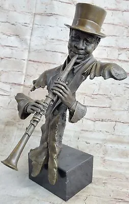 Clarinet Player Music Figure Figurine Home Office Bronze Decoration Statue • $279.65