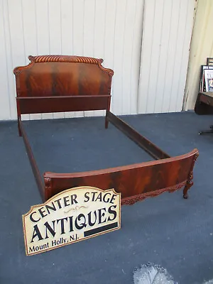 63701  Antique Burled Mahogany Full Size Bed • $525