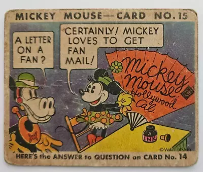 1935 R89 Type II MICKEY MOUSE BUBBLE GUM CARD #15  WALT DISNEY Minnie Mouse • $57.99