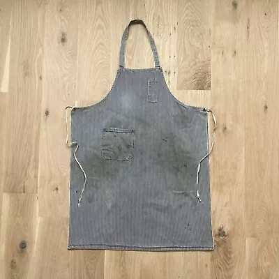 Vintage Selvedge Edge Hickory Stripe Denim Industrial Workwear Shop Apron 28x37 • $65