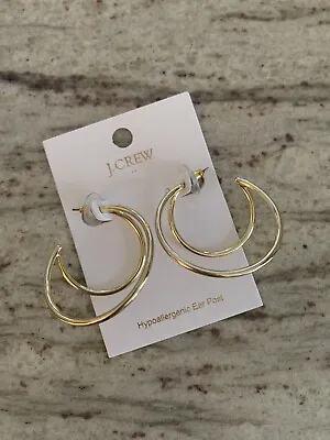 J Crew Large Double Hoop Gold Earrings NWT • $14.99