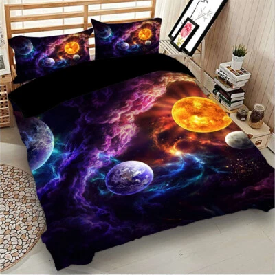 $13.28 • Buy Galaxy Planet Doona/Quilt Duvet Cover Set Single Double Queen King Size Space
