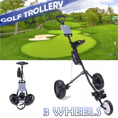 3 Wheels Golf Buggy Trolley Cart Push Pull Footbrake Foldable Golf Accessories • $119.99