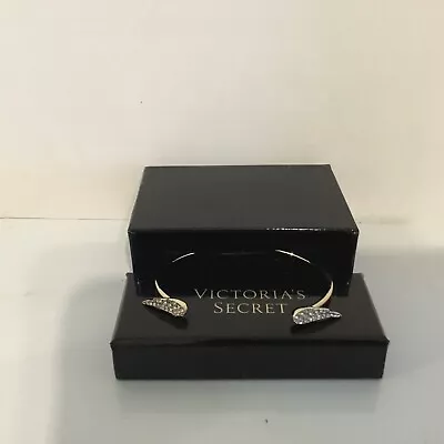 Victoria's Secret Rhinestone Angel Wings Silvertone Cuff Bracelet With Box • $7.99