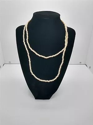 Vintage Champagne Mini Pearl Necklace Single Strand 38  Length  • $12.47