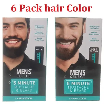 6pk  Men's Select Hair Color Mustache And Beard Dye 5 Minute Black Or Dark Brown • $20.99