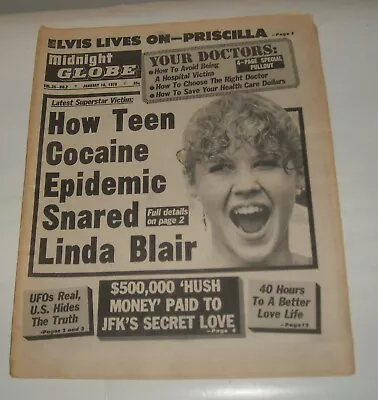 1/10 1978 Midnight Globe Newspaper Elvis Presley Linda Blair Ufo Jfk Secret Love • $9.99