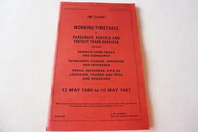 £23.99 • Buy 1986 Scottish Region Railway Working Timetable Sect GC Thurso Wick Lochlash