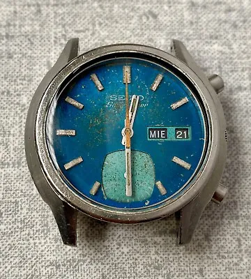 Seiko 6139-8050 Chronograph Automatic Watch Vintage Speed Timer Blue Dial • $160