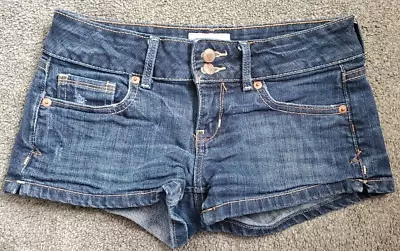 Women's Aeropostale V Cuffed Faded Stretch Blue Jean Shorts Size 1/2 • $15.23