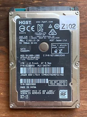 HGST HTS541010A9E662 PN 0J38093 MLC DA5747 1TB SATA 2.5 Hard Drive • $79