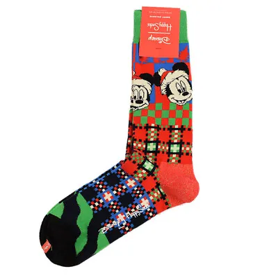 HAPPY SOCKS X DISNEY Mickey Mouse TIS THE SEASON Christmas Crew Socks 8-12 NWT • $12.99