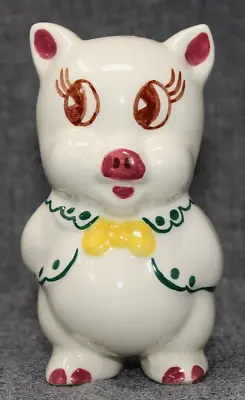 VINTAGE Handpainted Ceramic Piggy Bank Pig In Coat Yellow Bow Tie 4 3/4  EPOC • $9.79