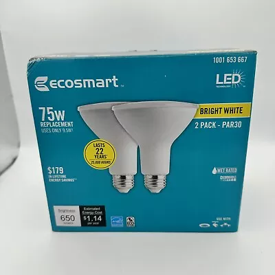 2-pack 75w Replacement LED PAR30 Bright White EcoSmart Dimmable 650 Lumens Bulbs • $14