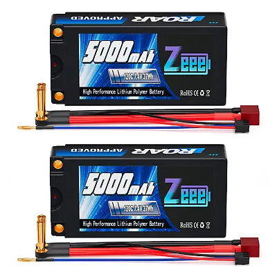 Zeee 2S Lipo Battery 5000mAh 7.4V 120C 5mm Bullet Deans Roar Approved For RC Car • $45.21