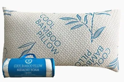 Cool Bamboo Pillow Queen Memory Foam Gel Pillow Adjustable Neck Support  • $19.99