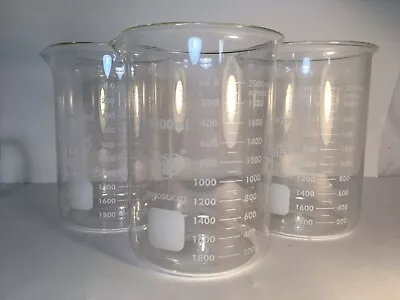 (3x) Lab Zap 2000 ML  2 L Graduated Borosilicate Glass Beakers Dual Scale • $68