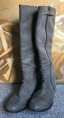 £34.90 • Buy Red Hering Shoe-licious Grey Leather Knee High Boots Uk 8 / Eu 41 *wide Calf 
