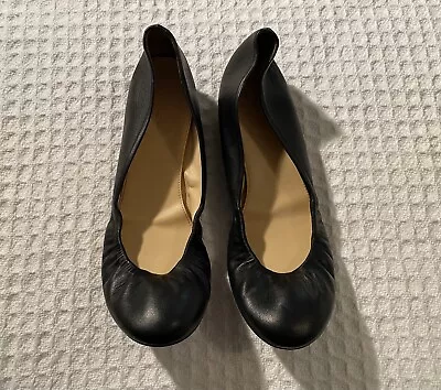 J CREW J. Crew CECE $125 Black Leather Ballet Ballerina Flats 6 • $49