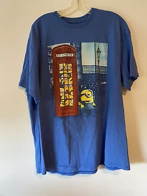 Minions Graphic Tee T-Shirt Mens XL Short Sleeve Crew Neck Blue Casual • $14.39