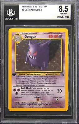 1999 Pokemon Fossil 5 Gengar 1st Edition Holo Rare Pokemon TCG Card BGS 8.5 • $225