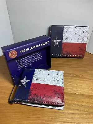 Texas Flag Print On Handcrafted Wallet BI-Fold Men's Vegan Leather Great Gift • $9.99