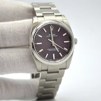 Rolex Oyster Perpetual 34mm Red Grape Dial Automatic Watch 114200 B&P • $6500