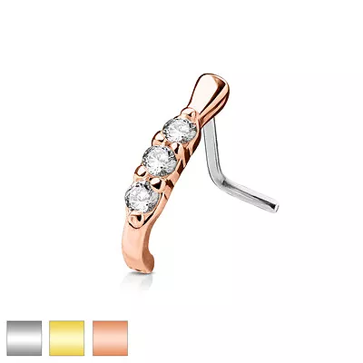$8.95 • Buy Surgical Steel CZ Lined L Bend Shaped Nose Ring Crawler Stud Body Piercing 20G
