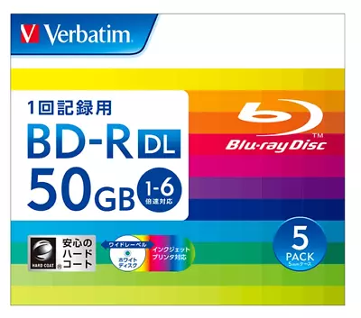 Verbatim Blu-ray Disc 5 Packs 50 GB 6X Speed BD-R DL DBR50RP5V2 Japan NEW • $34.99