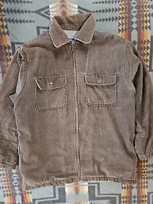 Vintage Olive Green Corduroy Sherpa Lined Bomber Jacket Medium M High Sierra • $26