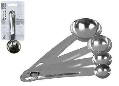 £2.99 • Buy 4x Measuring Spoons Stainless Steel Measure Cups Kitchen Baking Cooking Tool Set