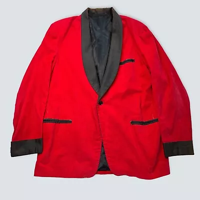 Vintage Smoking Jacket Regal RED CORDUROY 1950s Blazer Sports Coat 50s • $95