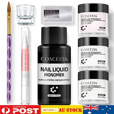 Acrylic Nail Kit Starter Set Acrylic Powder Liquid Monomer Set White Pink Clear • $11.99