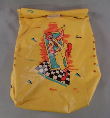 Vintage 1988 McDonald's Yellow Vinyl Lunch Bag Happy Meal Reusable Sack • $2.99