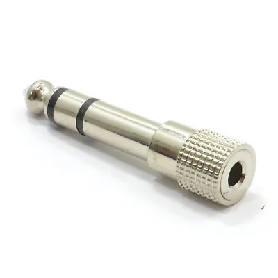 £2.42 • Buy 3.5mm Stereo Jack Socket To 6.35mm 1/4 Inch Stereo Male Plug Adapter Silver [008